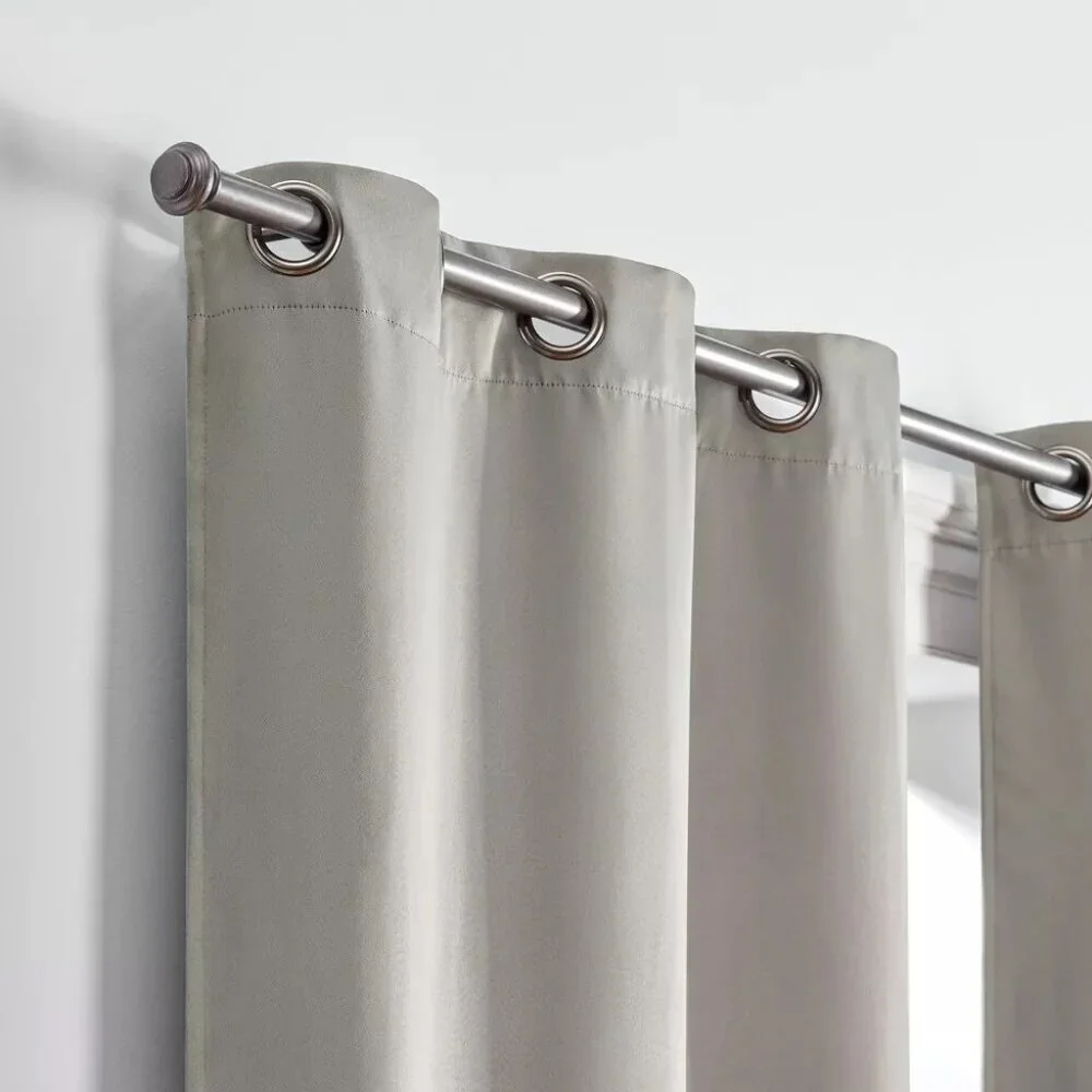 Eclipse Blackout Grommet Hang Matte Silver 2 Window Curtain Panel Set 37